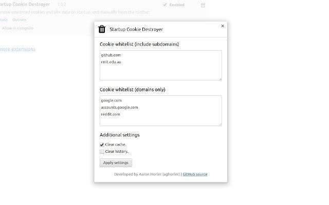 Startup Cookie Destroyer aus dem Chrome Web Store zur Ausführung mit OffiDocs Chromium online