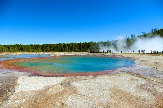 Free download YellowstoneS Turquoise Pool Hot -  free photo or picture to be edited with GIMP online image editor