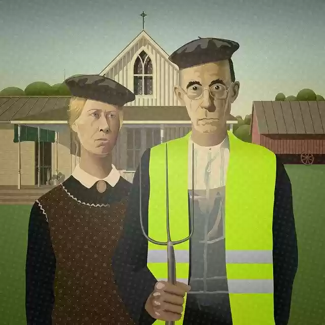 Téléchargement gratuit de l'illustration gratuite American Gothic Gilets Jaunes à éditer avec l'éditeur d'images en ligne GIMP