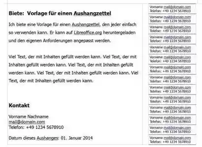 Aushang Mit Abreisszettel Announcement