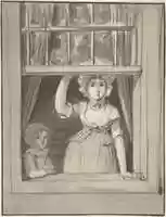 Free download A Woman Standing at an Open Sash Window, a Small Boy Beside Her free photo or picture to be edited with GIMP online image editor