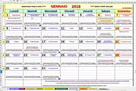 Calendario 2024 Excel con le festività italiane stampabile