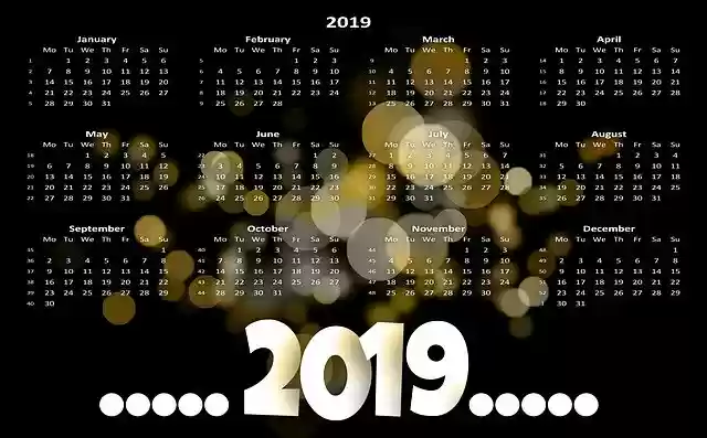 Free download Calendar New YearS Day 2019 free illustration to be edited with GIMP online image editor