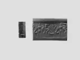 Free download Cylinder seal: hunter holding a lion; griffin attacking a stag; Master of Animals; double-headed eagle free photo or picture to be edited with GIMP online image editor