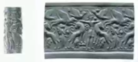 Free download Cylinder seal: Master of Animals between lions, griffins, Minoan genius free photo or picture to be edited with GIMP online image editor