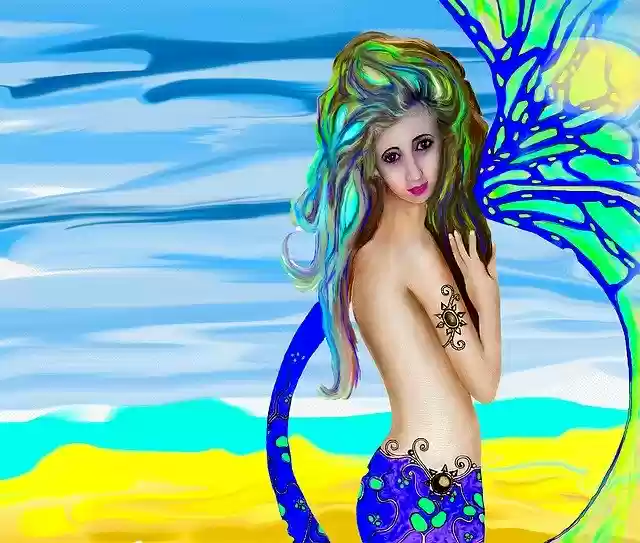 Unduh gratis Girl Fantasy Art Mermaid Painting - ilustrasi gratis untuk diedit dengan editor gambar online gratis GIMP