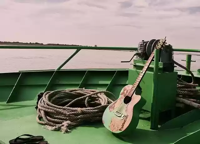 Free download Guitar Boat Green -  free photo or picture to be edited with GIMP online image editor