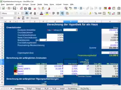 Free download Hypothekenberechnung DOC, XLS or PPT template free to be edited with LibreOffice online or OpenOffice Desktop online