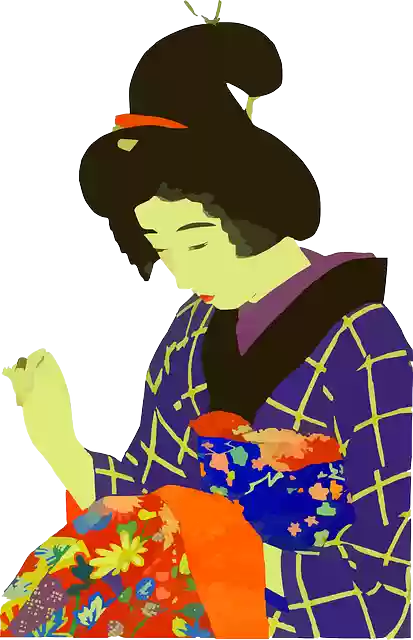 Free download Japanese Woman Sewing - Free vector graphic on Pixabay free illustration to be edited with GIMP free online image editor