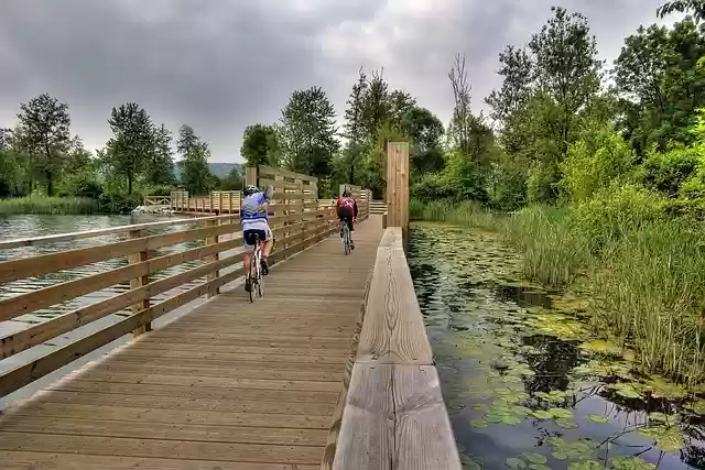 Free download lake pedestrian path cycle track free picture to be edited with GIMP free online image editor