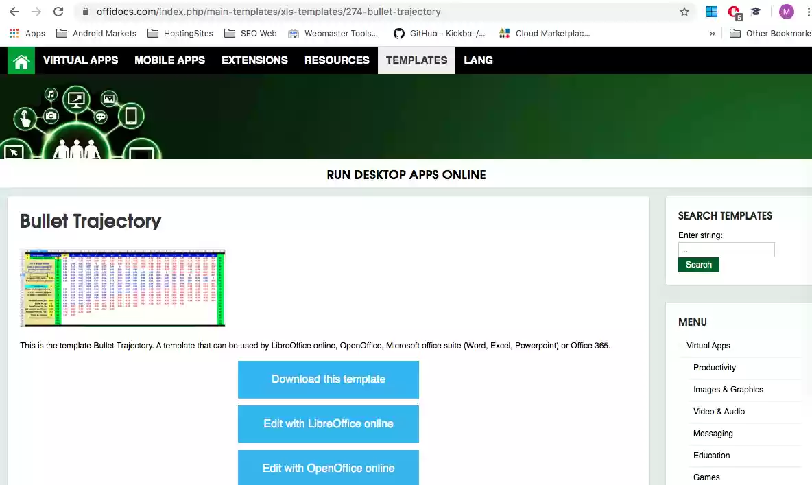 استفاده از مدل های رایگان Microsoft Excel avec OffiDocs