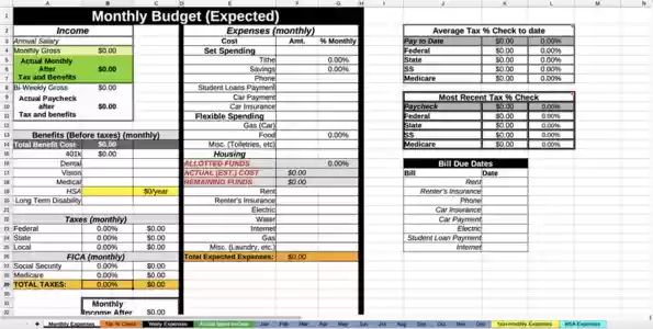 Free template Personal Budget (bi-monthly paychecks) valid for LibreOffice, OpenOffice, Microsoft Word, Excel, Powerpoint and Office 365