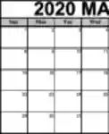 Free download Printable March 2020 Calendar DOC, XLS or PPT template free to be edited with LibreOffice online or OpenOffice Desktop online