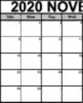 Free download Printable November 2020 Calendar Microsoft Word, Excel or Powerpoint template free to be edited with LibreOffice online or OpenOffice Desktop online