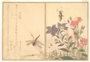 Free download Red Dragonfly (Akatonbo); Locust (Inago), from the Picture Book of Crawling Creatures (Ehon mushi erami) free photo or picture to be edited with GIMP online image editor