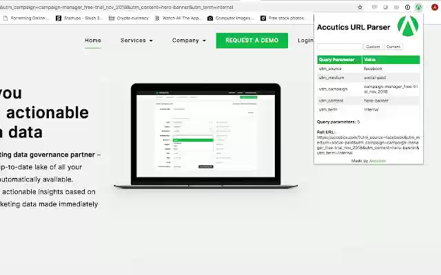 Accutics URL Parser  from Chrome web store to be run with OffiDocs Chromium online