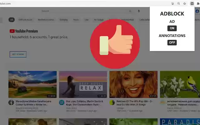 Adblock for Youtube™  from Chrome web store to be run with OffiDocs Chromium online