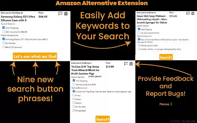 Amazon Alternative Search  from Chrome web store to be run with OffiDocs Chromium online