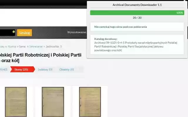 Archival Documents Downloader  from Chrome web store to be run with OffiDocs Chromium online