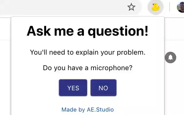 Ask a question Rubber Duck  from Chrome web store to be run with OffiDocs Chromium online