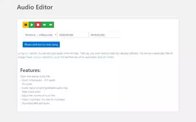 Audio Editor  from Chrome web store to be run with OffiDocs Chromium online