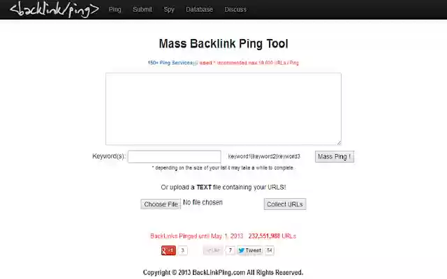 BackLink Mass Ping dal negozio web di Chrome da eseguire con OffiDocs Chromium online