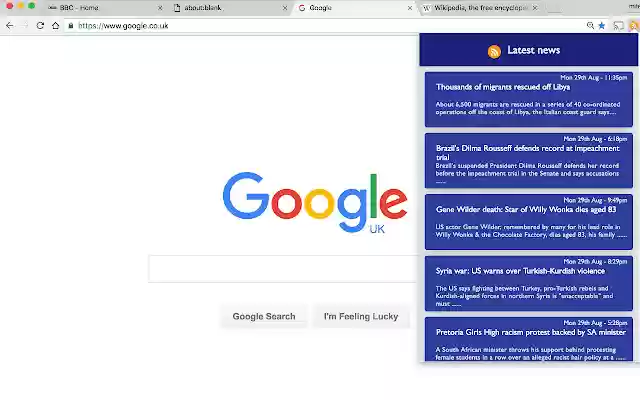 BBC World RSS Feed  from Chrome web store to be run with OffiDocs Chromium online
