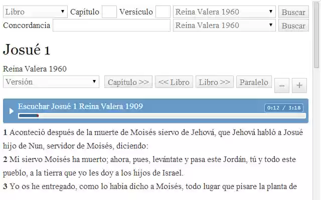 Biblia y Concordancia con Audio from Chrome Web store to be run with OffiDocs Chromium online