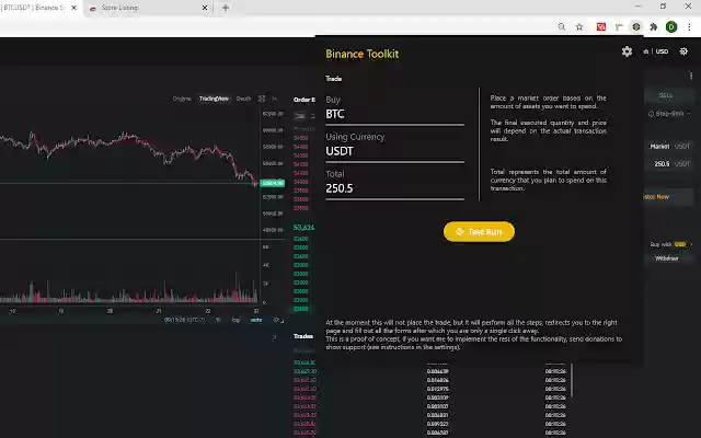 Binance Toolkit  from Chrome web store to be run with OffiDocs Chromium online