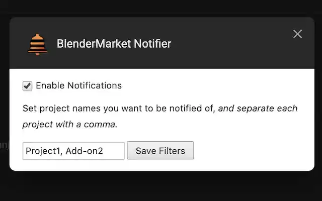 BlenderMarket Notifier  from Chrome web store to be run with OffiDocs Chromium online