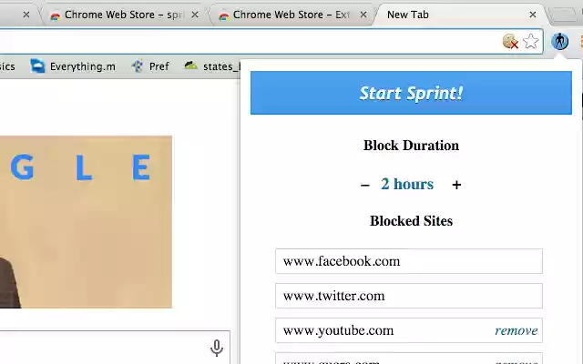 BlockSites Sprint  from Chrome web store to be run with OffiDocs Chromium online