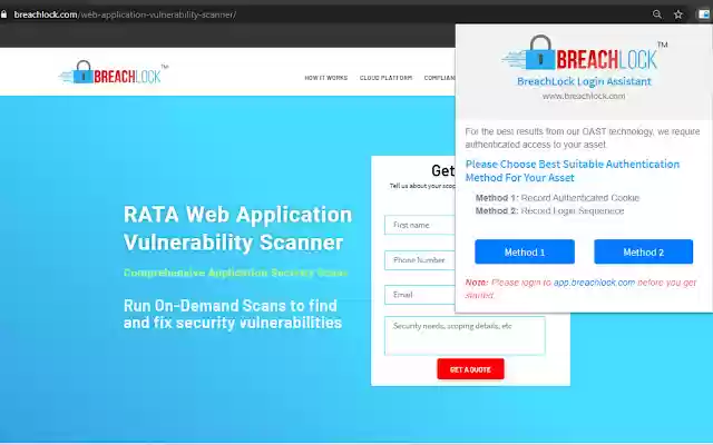 BreachLock Platform Login Assistant  from Chrome web store to be run with OffiDocs Chromium online