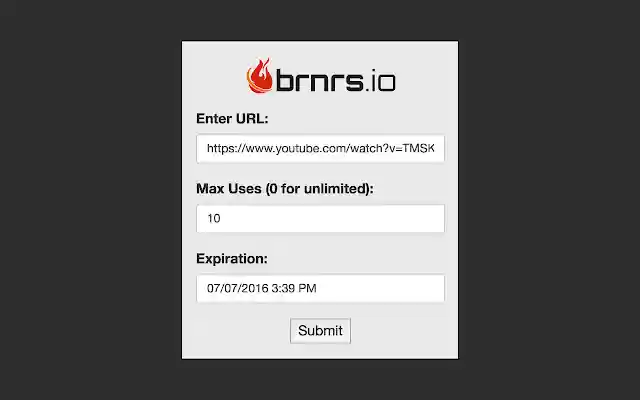 brnrs Создание частных временных URL-адресов из интернет-магазина Chrome для запуска с помощью OffiDocs Chromium онлайн.