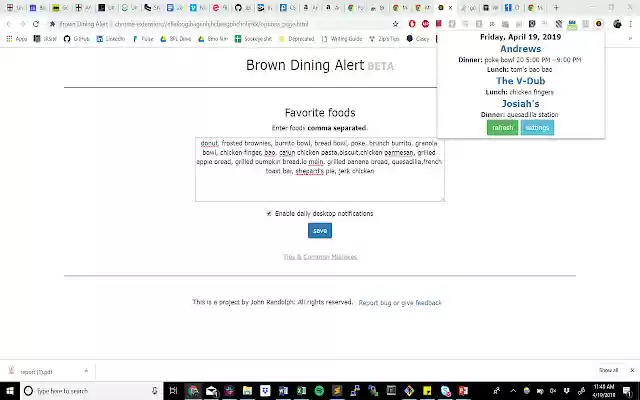 Brown Dining Alert  from Chrome web store to be run with OffiDocs Chromium online