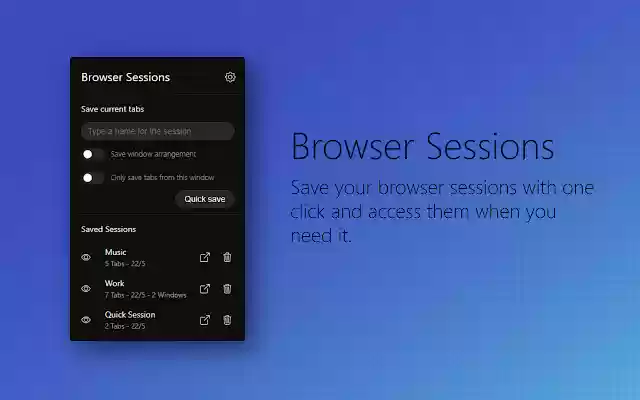 Browser Sessions  from Chrome web store to be run with OffiDocs Chromium online