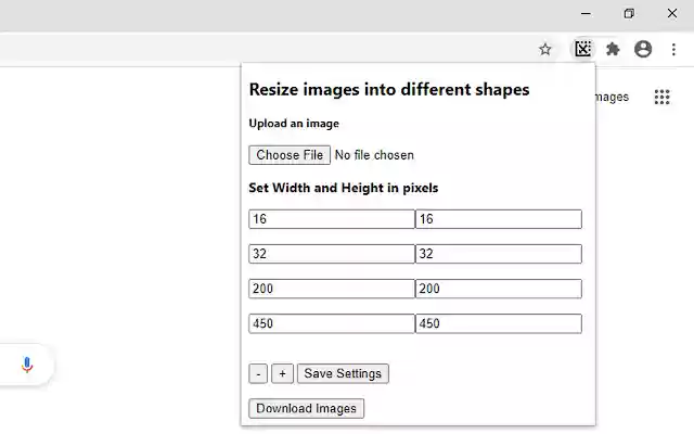 Chrome Web ストアの Bulk Image Resizer を OffiDocs Chromium online で実行する