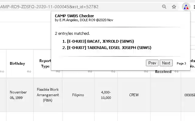 Chrome ウェブストアの CAMP SBWS Checker は OffiDocs Chromium オンラインで実行できます