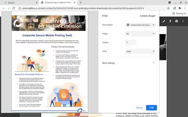 Celiveo Secure Documents Pull Print  from Chrome web store to be run with OffiDocs Chromium online