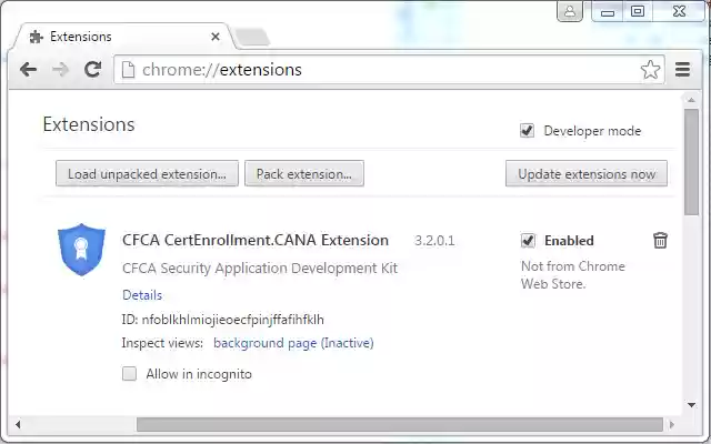 CFCA CertEnrollment.CANA Extension  from Chrome web store to be run with OffiDocs Chromium online