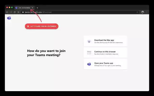 Închideți filele Microsoft Teams din magazinul web Chrome pentru a fi rulate cu OffiDocs Chromium online