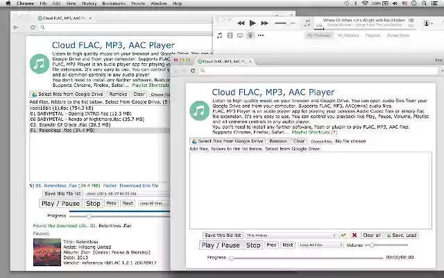 Chrome Web ストアの Cloud FLAC、MP3、AAC プレーヤーを OffiDocs Chromium オンラインで実行