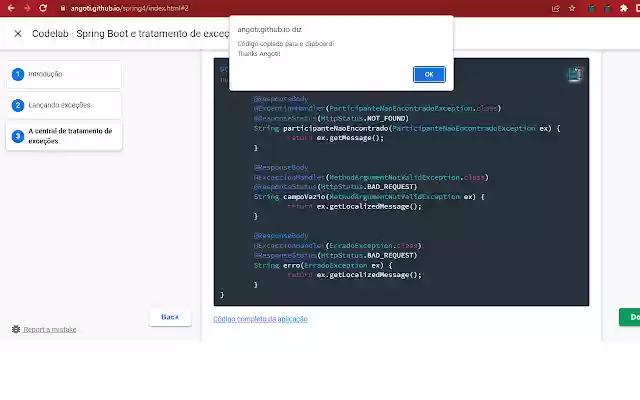 Codelab Code Copier  from Chrome web store to be run with OffiDocs Chromium online