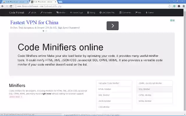 Mga Code Minifier online mula sa Chrome web store na tatakbo sa OffiDocs Chromium online