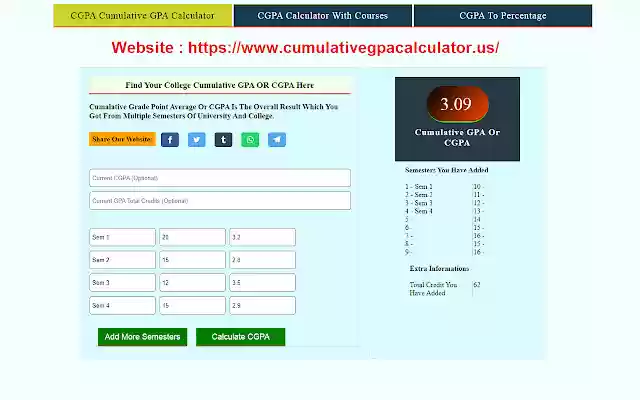 College Cumulative GPA Calculator  from Chrome web store to be run with OffiDocs Chromium online