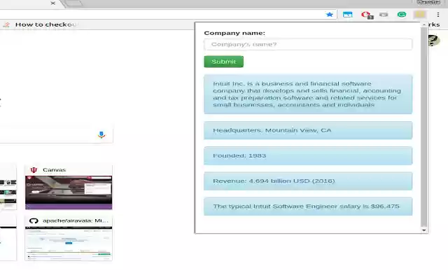 Company details Plugin  from Chrome web store to be run with OffiDocs Chromium online