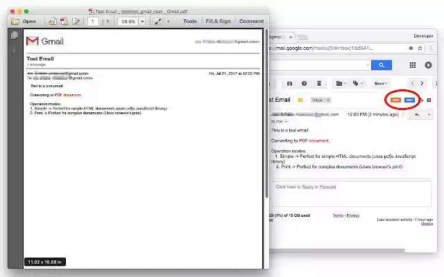 Gmail™ を Chrome Web ストアから PDF (ローカル) に変換して、OffiDocs Chromium オンラインで実行する