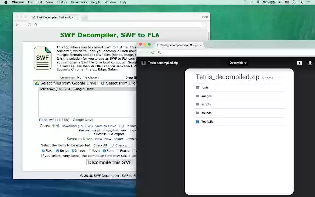 Convert SWF to FLA  from Chrome web store to be run with OffiDocs Chromium online