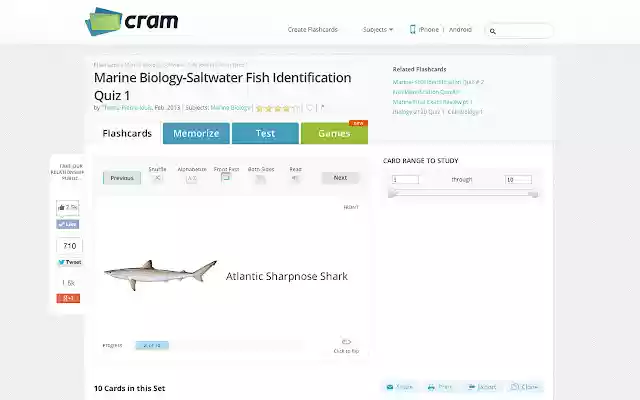 Cram.com Flashcards  from Chrome web store to be run with OffiDocs Chromium online