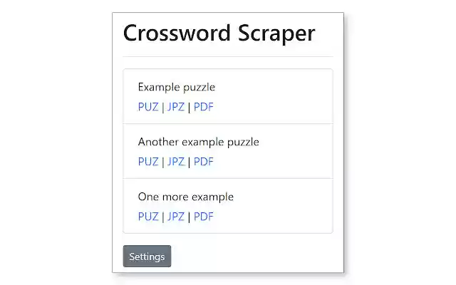 Crossword Scraper  from Chrome web store to be run with OffiDocs Chromium online