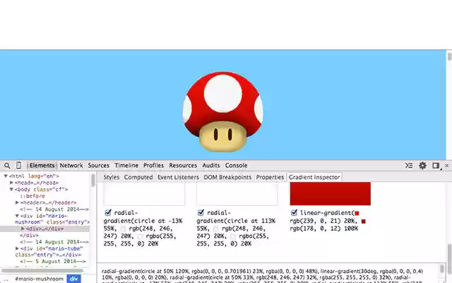 CSS Gradient Inspector  from Chrome web store to be run with OffiDocs Chromium online